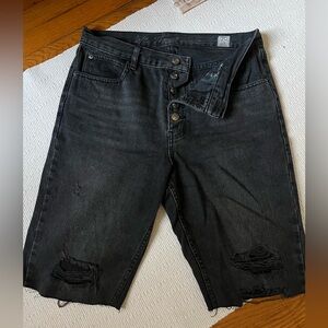Women’s Black Distressed Denim Shorts